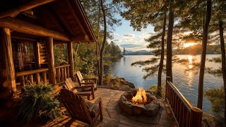Forest Porch Ambience | Warm Campfire & Nature Birds Songs for Relaxing