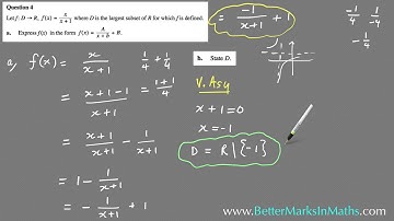VCAA 2001 VCE Maths Methods Exam 1 - Sketch Hyperbola - Short Answer Q4