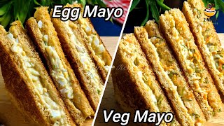 2 Easy Mayonnaise Sandwich Recipes | Sandwich Recipes | Veg Mayo and Egg Mayo | Breakfast Ideas |