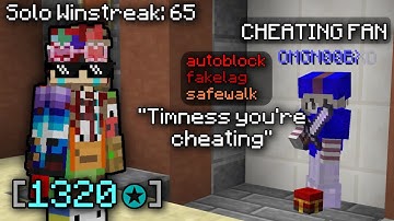 blatant cheating fan hackusates me (solo bedwars) | Hypixel Bedwars