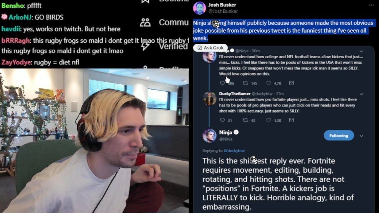 xQc Reacts to Ninja Getting Clowned on Twitter