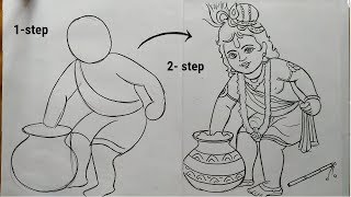 krishna drawing lord easy draw bal very thakur yatra
