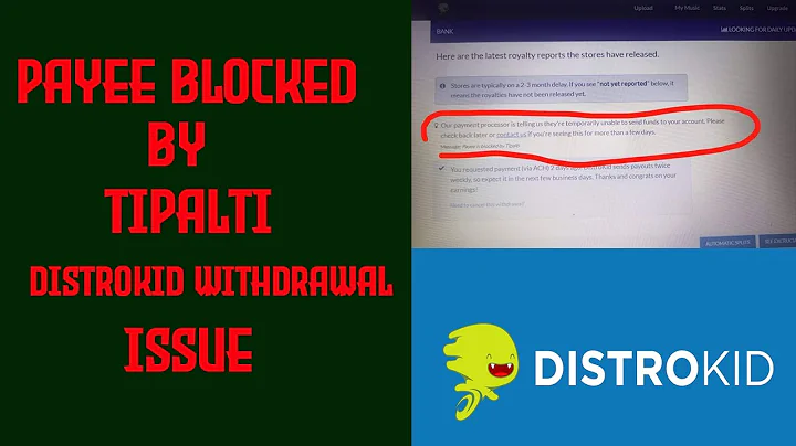 Solution!! Payee is blocked by Tipalti , Distrokid payment declined How to solve