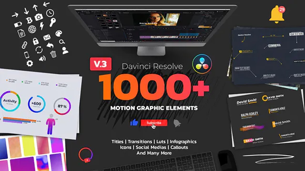 Motion Graphic Pack ( Davinci Resolve Template )★ AE Templates YouTube