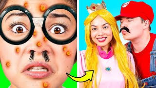 From Nerd to Popular | Funny Makeover Princess Peach \& Mario Bros Situations By Crafty Hacks