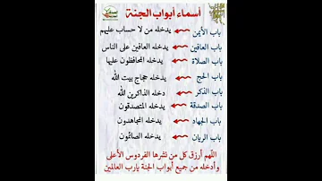 أسماء أبواب الجنه 