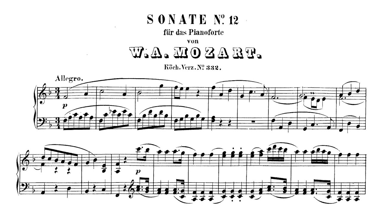 Mozart - Piano Sonata No. 12 in F Major, KV332 (Audio+Sheet) [Gieseking]