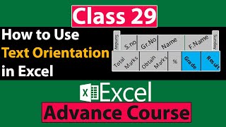 How to Use Orientation Option or Change Text Direction in Excel in Urdu - Class No 29