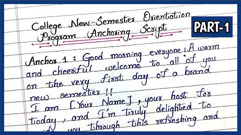 COLLEGE SEMESTER ORIENTATION PROGRAM ANCHORING SCRIPT |PART-1 College Orientation Program Anchoring