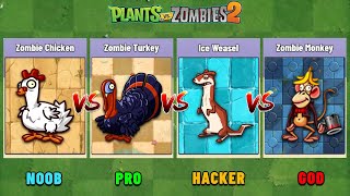 PVZ 2 - Monkey Zombie VS Chicken Zombie VS Ice Weasel VS Zombie Turkey Level 100 - Who Will Win? screenshot 4