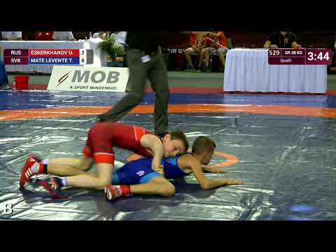 Qual. GR - 38 kg: U. ESKERKHANOV (RUS) v. T. MATE LEVENTE (SVK)