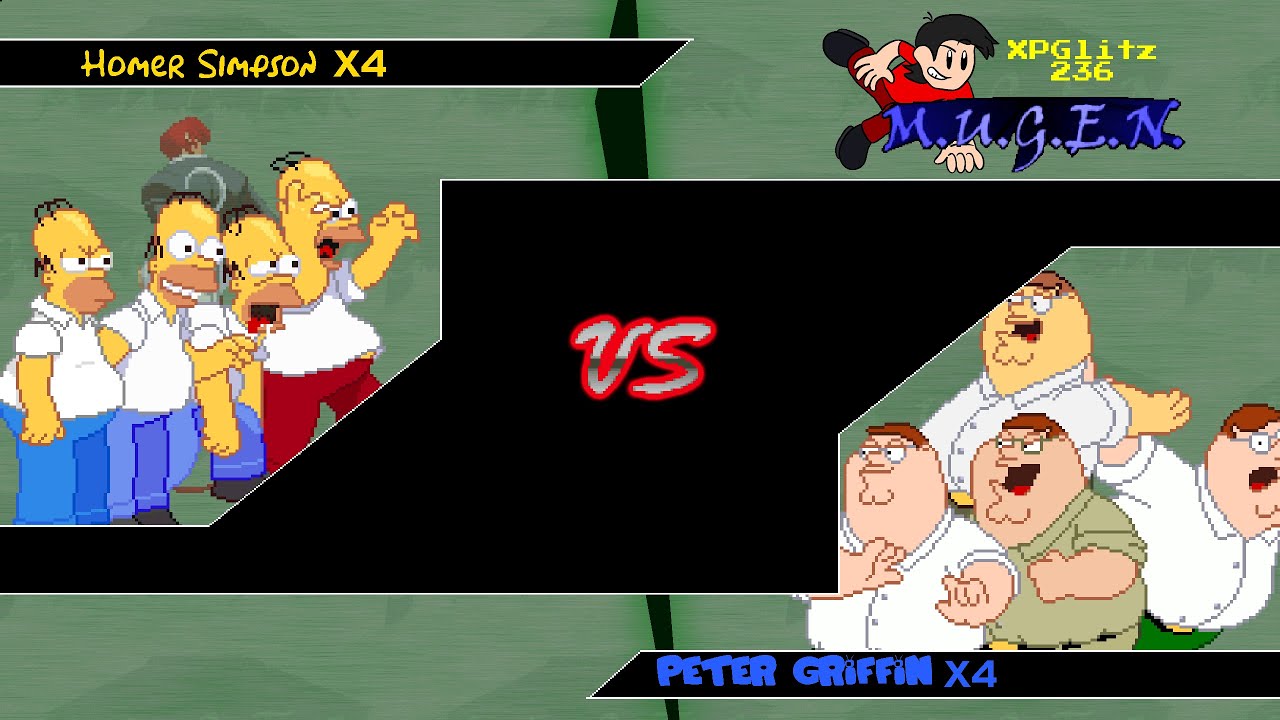 MUGEN Homer Simpson X4 vs Peter Griffin X4