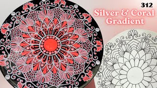 Silver Flash and  Coral Gradient | Step-by-Step Mandala Painting Tutorial