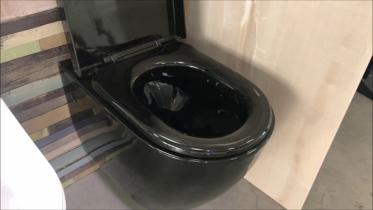 Черна висяща тоалетна чиния - YouTube