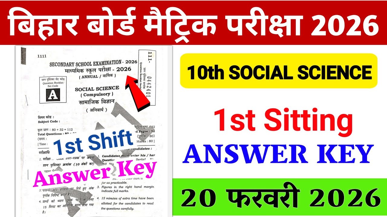 10th Social Science Answer Key 2026| 1st Sitting 10th Social Science Answer key 2026, Set A to J