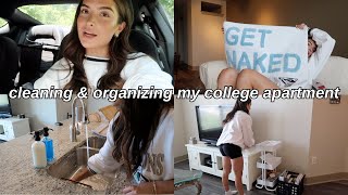 DEEP clean &amp; organize my college apartment w/ me... moving vlog #3