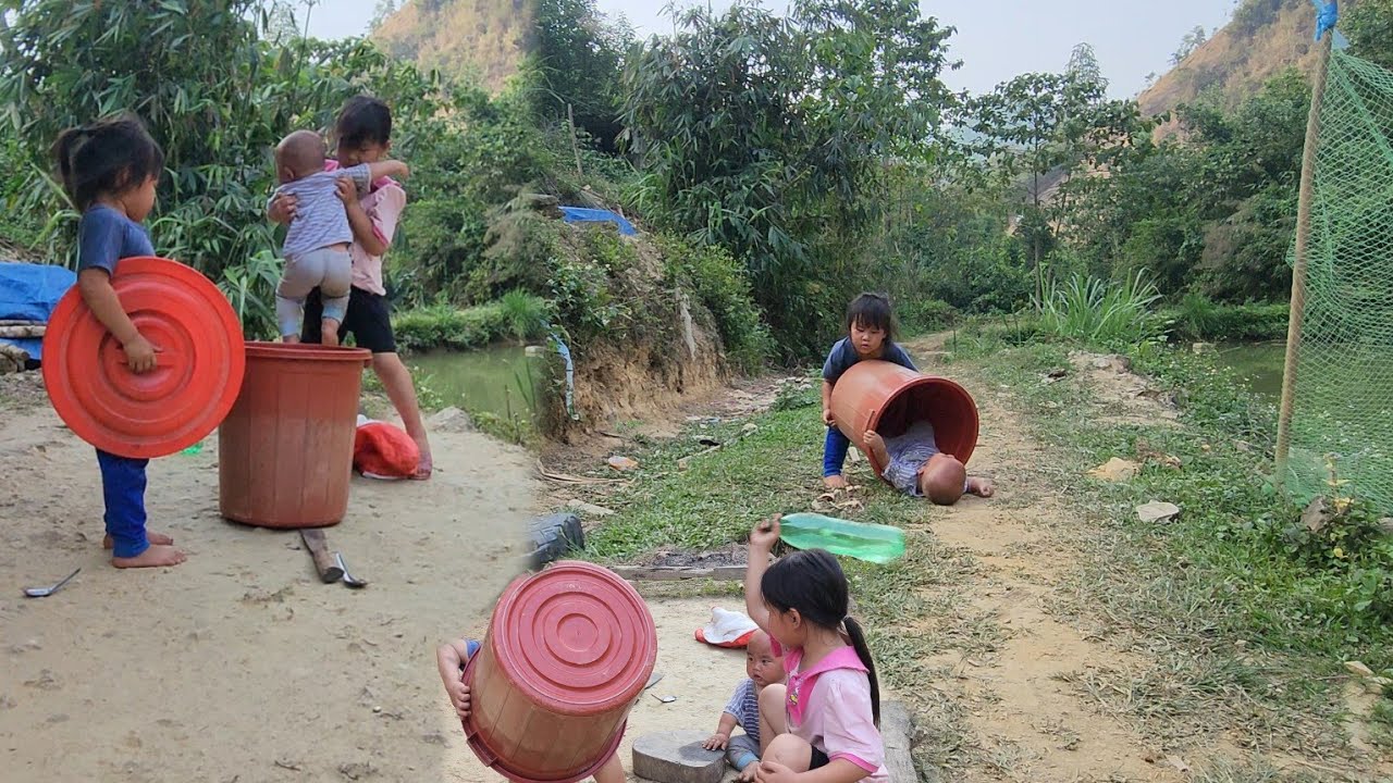 single mother cuts grass to sell while three sisters stay at home