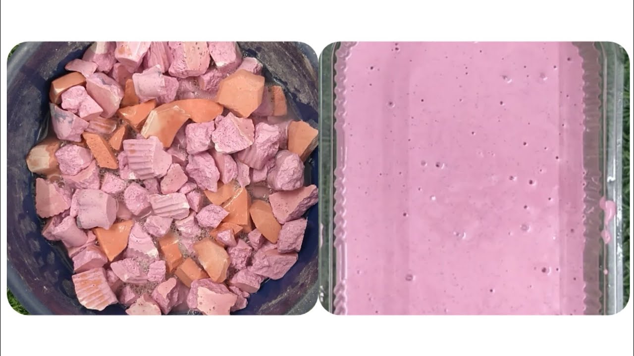 Gym Chalk bar making with old gym chalk blocks breaking & soaking in