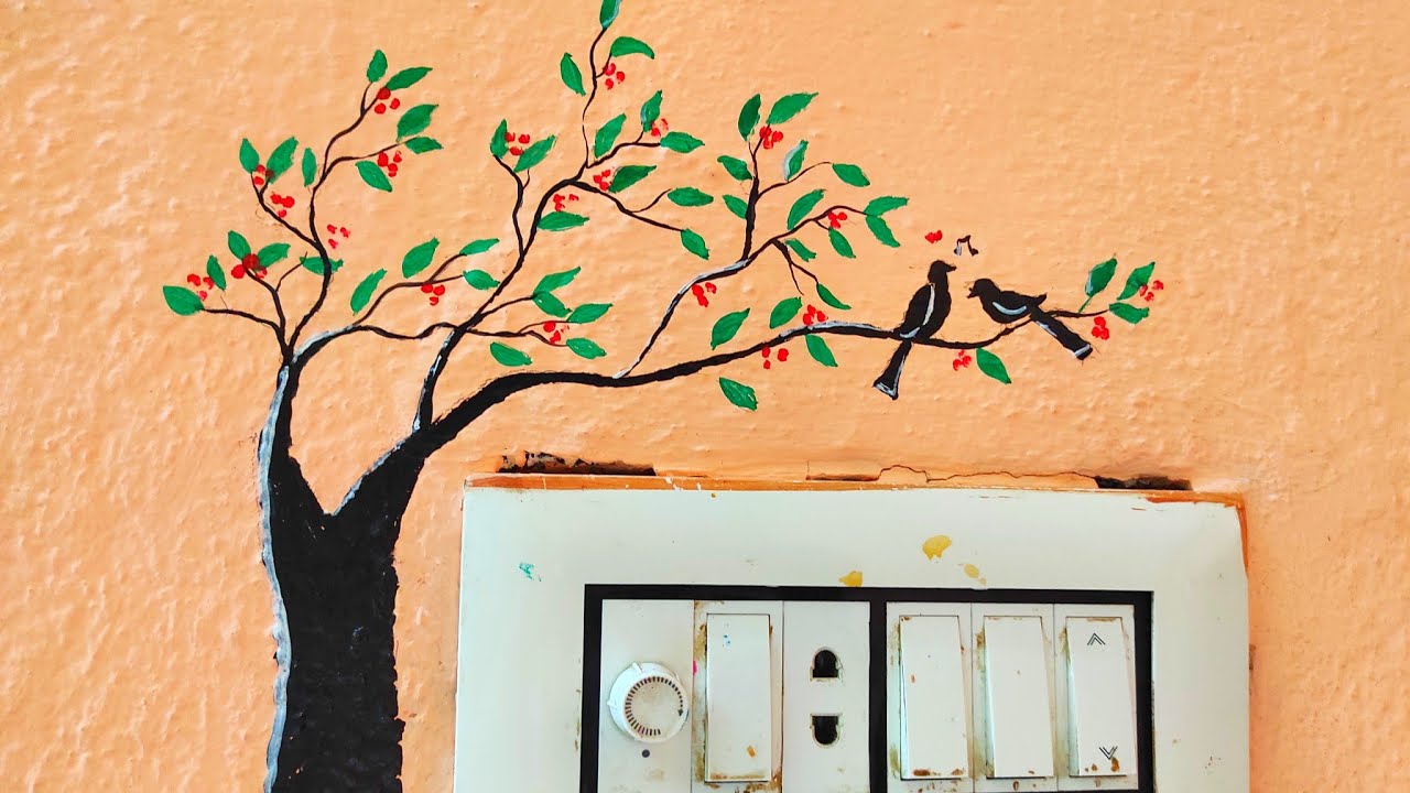 wall painting ideas।। beautiful wall painting।। Easy wall painting# ...