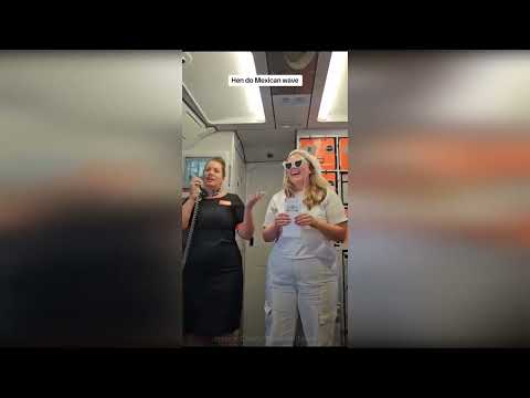 Hilarious video shows moment EasyJet flight launches into Mexican wave to celebrate bride-to-be