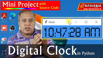 Digital Clock Mini Project in Python | Source Code Available in Description | Vasu Ramadurai
