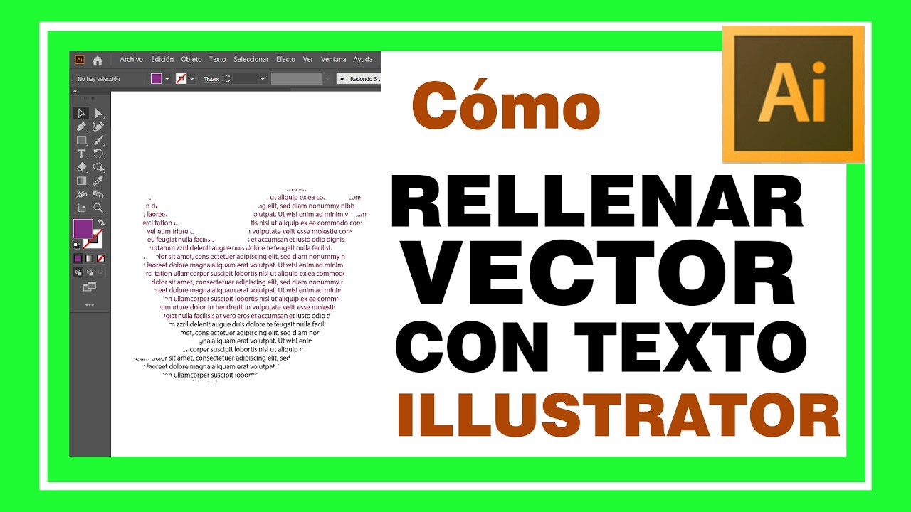 RELLENAR UN VECTOR CON TEXTO en Illustrator Cómo usar la herramienta ...