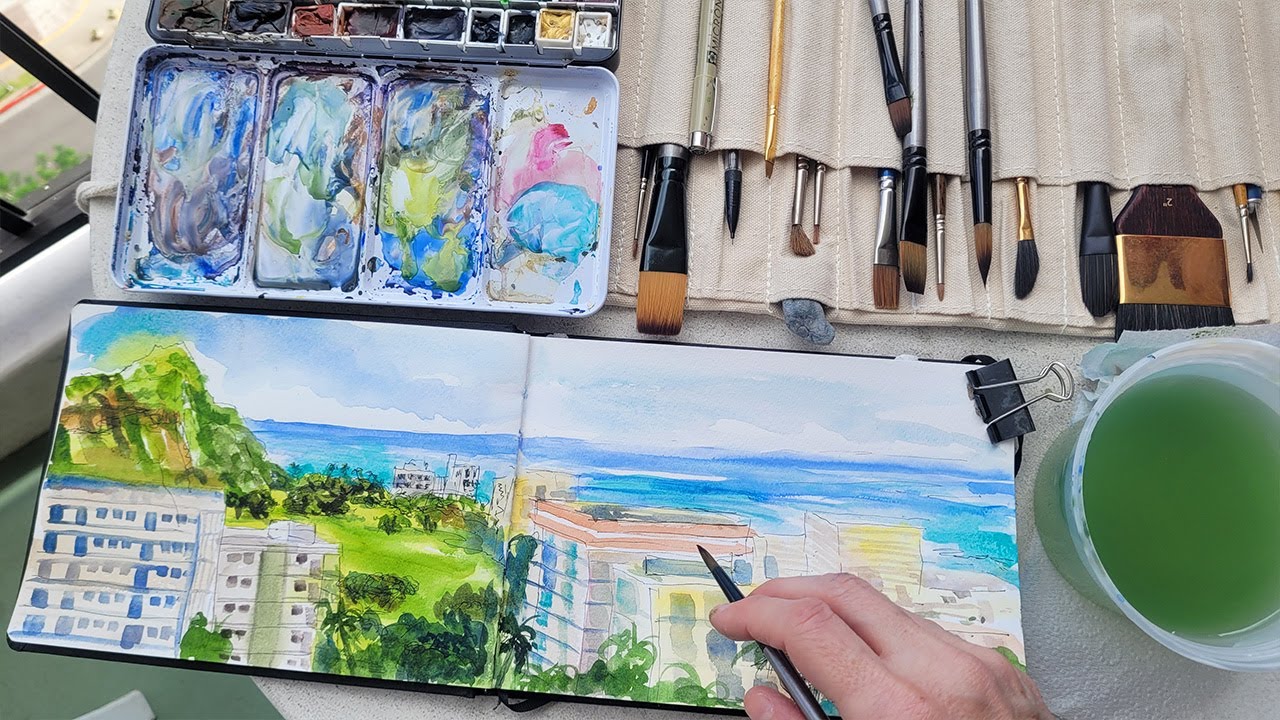 Paint When You Travel | Waikiki & Diamond Head Travel Watercolor