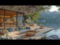 Tranquil Lakeside Jazz For Relaxing Calm Morning Jazz Music In Cliffside Living Room For Good M 