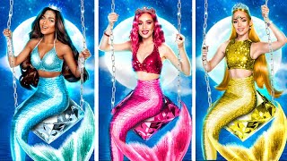 Emerald Girl, Ruby Girl And Diamond Girl In Real Life! We Build Secret Rooms For Mermaids!