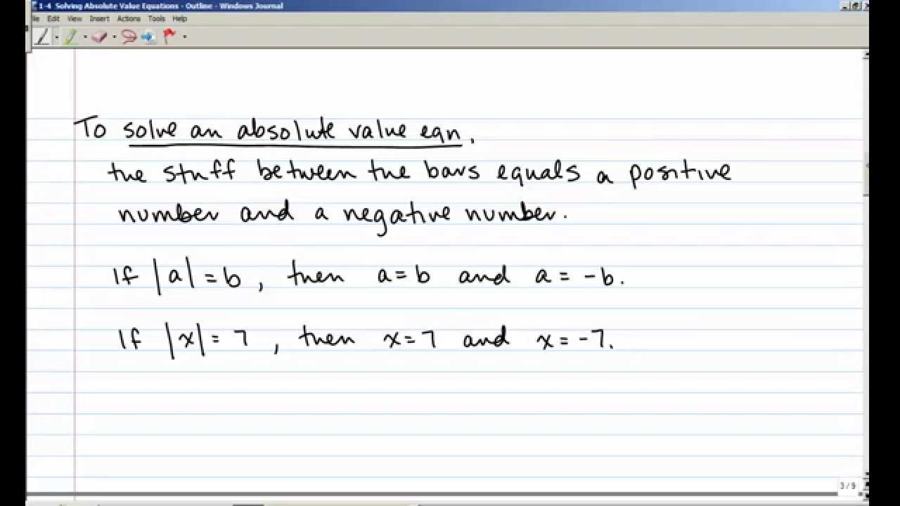 1-4 Solving Absolute Value Equations