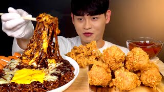 Asmr 일요일엔 짜장라면과 황금 올리브 닭다리 닭껍질튀김 먹방 Black Bean Noodles With Crispy Chicken Legs Mukbang