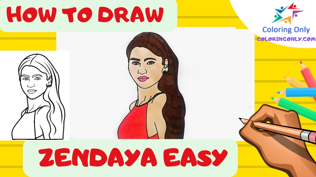 How To Draw Zendaya Easy - YouTube