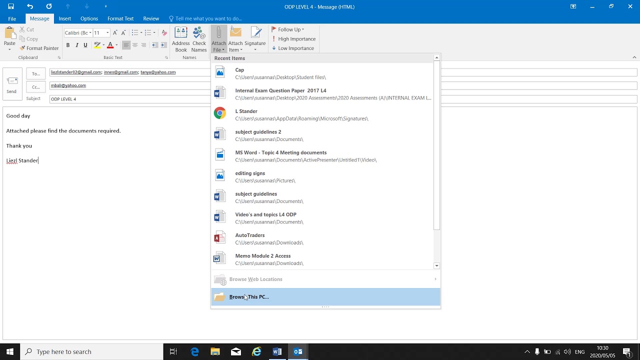 Office Data Processing L4 (Outlook - Creating a new email - Topic 5.4 ...