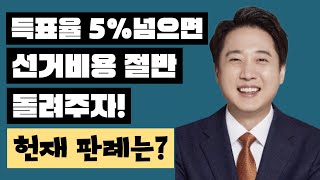 이준석 의원, 득표율 5% 넘으면 선거비용 절반 돌려주자!, 헌재판례는?