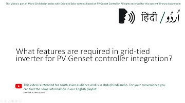 What features are required in grid tied inverter for PV Genset controller integration?