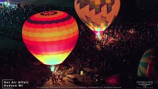 Drone aerial video views 2024 Hudson Hot Air Affair Winter Hot Air Balloon Event