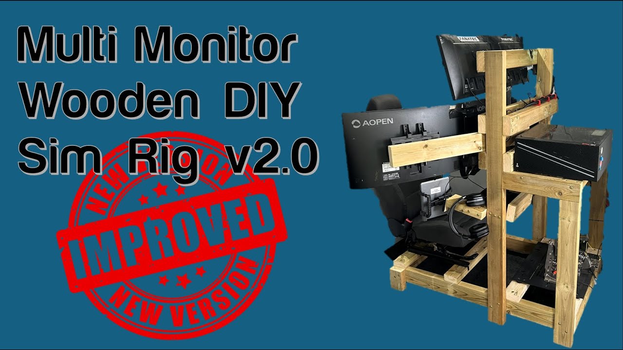 UPDATED V2 DIY Wood Sim Rig Multi Monitor, Direct Drive Wheel, Load Cell Pedals with Build