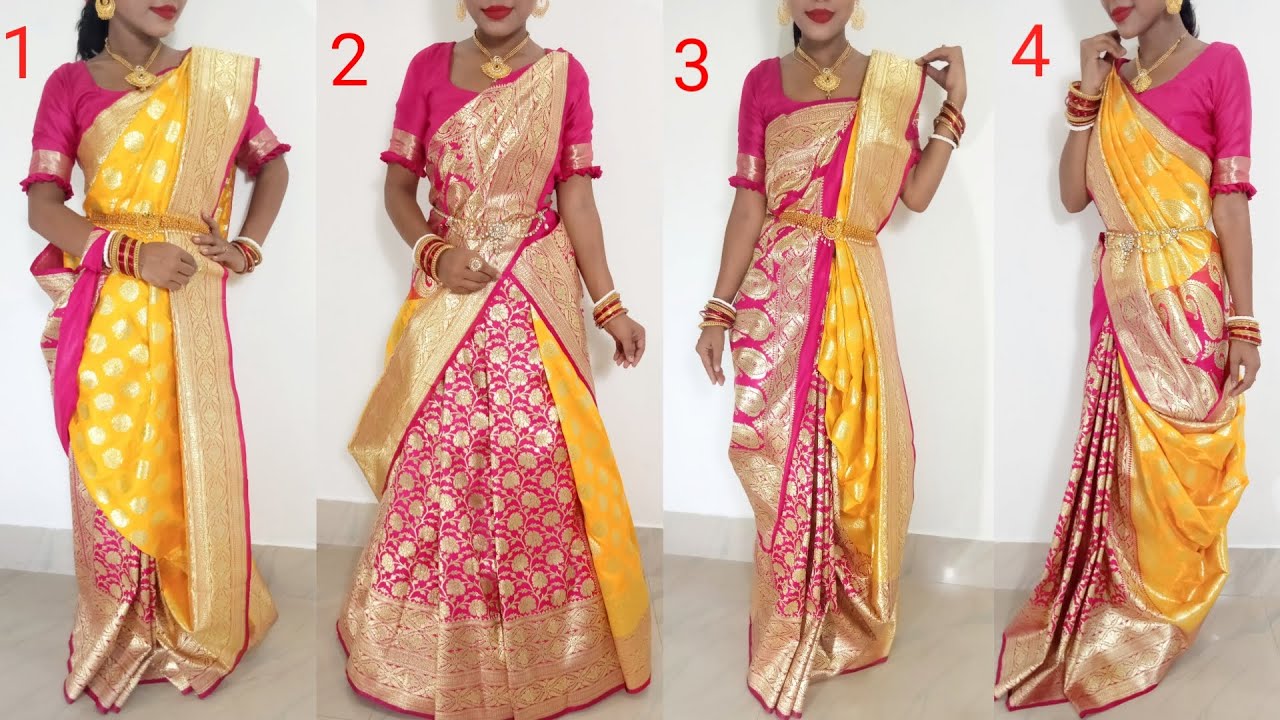 Banarasi Silk Saree Draping in 5 Styles/Saree Wearing Styles to