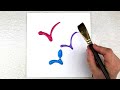 Birds  In The Sky / Abstract Painting Demo / Easy for beginners / Relaxing