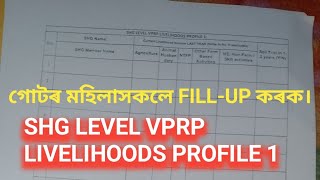 Shg Level Vprp Livelihoods Profile 1 আতমসহযক গটৰ Livelihoods Profile Form Fill Up Shg Form Fillup