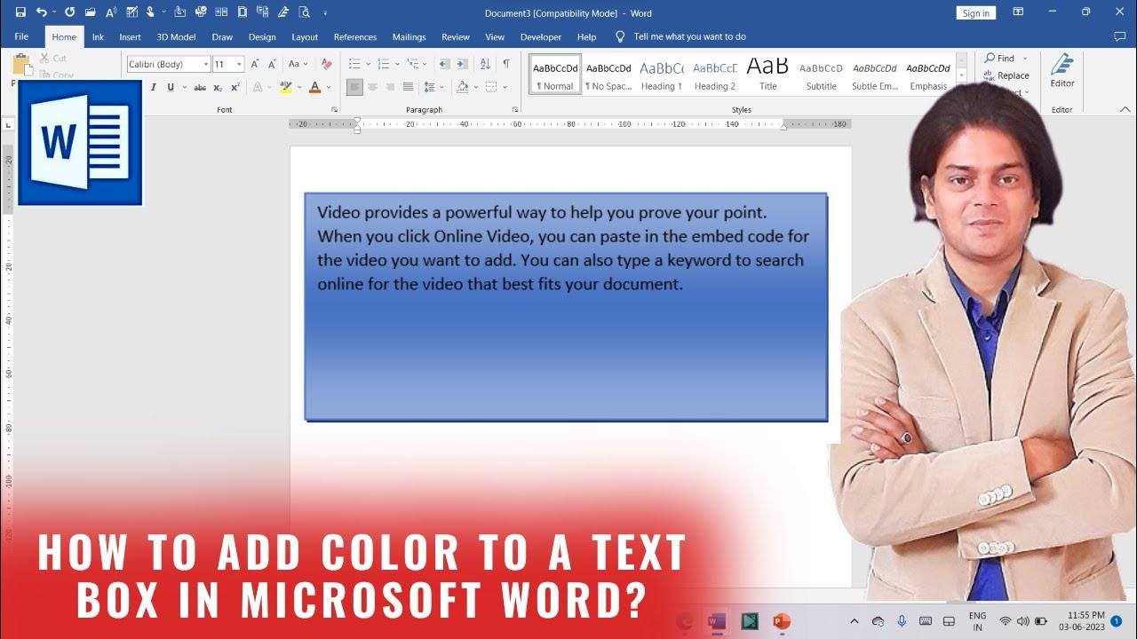 How to add color to a text box in microsoft word youtube