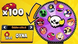 Çarkifelek Rastgele Karakterlerle 100 Bi̇let Veri̇p Boss Oldum - Brawl Stars