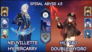 C0R1 Neuvillette Hypercarry & C0R1 Hu Tao Double Hydro - Spiral Abyss 4.5 - Genshin Impact by Nga 1,026 views 1 month ago 5 minutes, 58 seconds