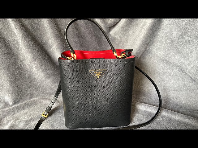 small saffiano leather prada panier bag
