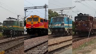 Full Throttle Freight: WAG9, WAG7, WDG6g, WAG5 Handling Various Cargoes at Top Speed