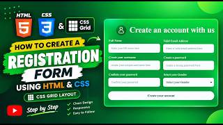 Full How to Create a Modern Registration Form with HTML & CSS | CSS Grid Step-by-Step Update