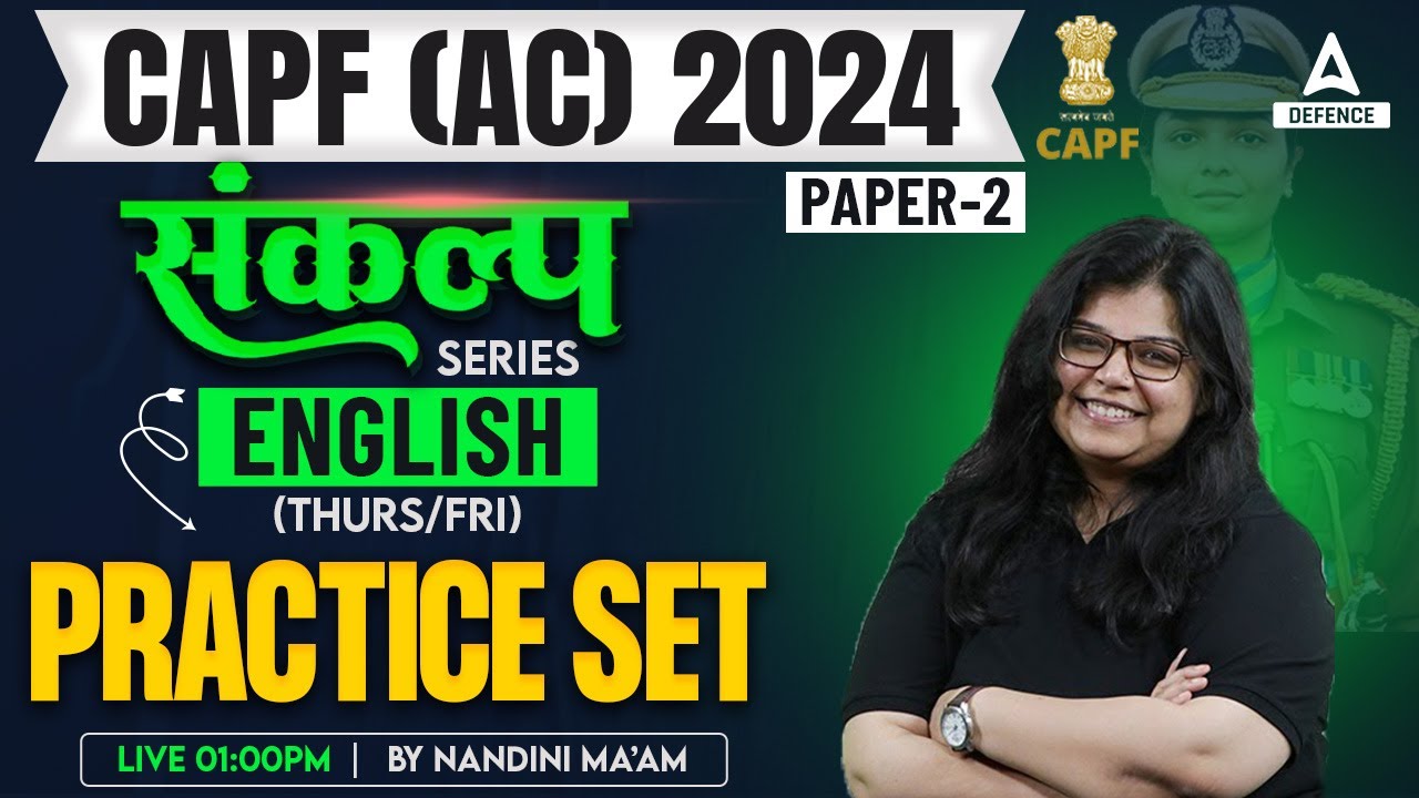English Class Klasa 5 Unit 4 Test CAPF AC 2024 | English - Practice Set - 5 | CAPF AC English Classes