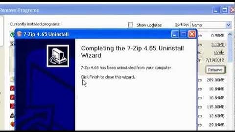Uninstall programs W XP and W 7
