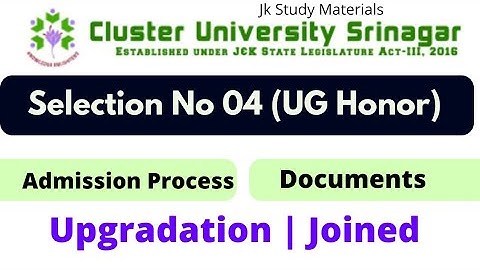 Selection list No 04 UG Honor Cluster University Srinagar