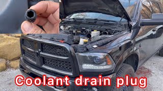 Dodge Ram Radiator drain plug location fluid removal Cummins 2500 6.7 1500 6.4 5.7 3.6 3.0 coolant